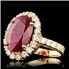 Image 2 : 14k Yellow Gold 9.00ct Ruby 1.50ct Diamond Ring