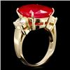 Image 3 : 14k Yellow Gold 14.00ct Ruby 1.40ct Diamond Ring