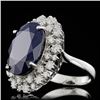 Image 2 : 14k Gold 16.00ct Sapphire 1.55ct Diamond Ring