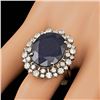Image 3 : 14k Gold 16.00ct Sapphire 1.55ct Diamond Ring
