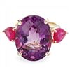 Image 2 : 14k Yellow Gold 15.70ct Amethyst 2.45ct Ruby Ring