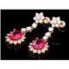 Image 3 : 14k Gold 6.00ct Ruby 3.0ct Diamond Earrings