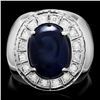 Image 1 : 14k 15.50ct Sapphire 0.50ct Diamond Mens Ring