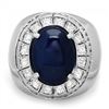 Image 2 : 14k 15.50ct Sapphire 0.50ct Diamond Mens Ring