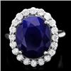 Image 1 : 14k Gold 10.00ct Sapphire 0.90ct Diamond Ring