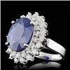 Image 2 : 14k Gold 11.00ct Sapphire 2.50ct Diamond Ring