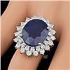 Image 4 : 14k Gold 11.00ct Sapphire 2.50ct Diamond Ring
