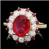 Image 1 : 14k Yellow Gold 3.5ct Ruby 1.10ct Diamond Ring