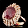 Image 2 : 14k Rose Gold 11.00ct Ruby 2.10ct Diamond Ring