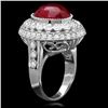 Image 2 : 14k White Gold 10.00ct Ruby 1.25ct Diamond Ring