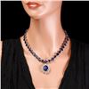 Image 4 : 14k Gold 86ct Sapphire 1.40ct Diamond Necklace