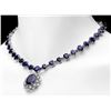 Image 5 : 14k Gold 86ct Sapphire 1.40ct Diamond Necklace