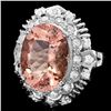Image 1 : 14k Gold 8.50ct Morganite 1.40ct Diamond Ring