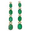 Image 1 : 14K Gold 5.55ct Emerald 0.33 Diamond Earrings