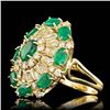 Image 2 : 14k Gold 5.00ct Emerald 2.00ct Diamond Ring
