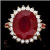 Image 1 : 14k Yellow Gold 10.3ct Ruby 0.70ct Diamond Ring
