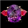 Image 1 : 14k Yellow Gold 14.85ct Amethyst 3.00ct Ruby Ring