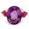 Image 2 : 14k Yellow Gold 14.85ct Amethyst 3.00ct Ruby Ring