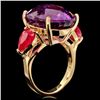 Image 3 : 14k Yellow Gold 14.85ct Amethyst 3.00ct Ruby Ring