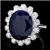 Image 1 : 14k Gold 9.00ct Sapphire 1.50ct Diamond Ring