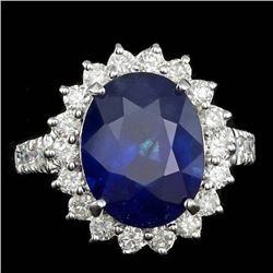 14k Gold 8.00ct Sapphire 1.20ct Diamond Ring