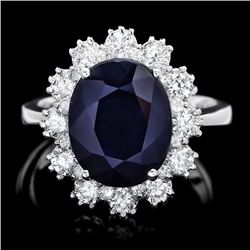 14k Gold 6.50ct Sapphire 1.25ct Diamond Ring
