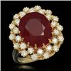 Image 1 : 14K Gold 9.55ct Ruby 0.98ct Diamond Ring