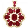Image 2 : 14k Yellow Gold 37ct Ruby 0.90ct Diamond Pendant