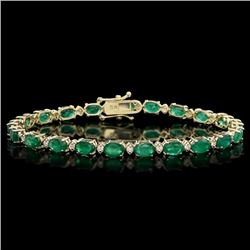 14k Gold 10ct Emerald 0.50ct Diamond Bracelet