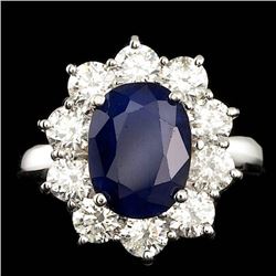 14k Gold 3.00ct Sapphire 2.10ct Diamond Ring