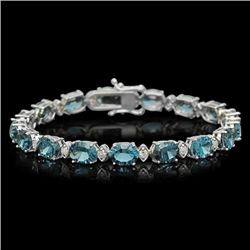 14K Gold 23.39ct Topaz 0.95ct Diamond Bracelet