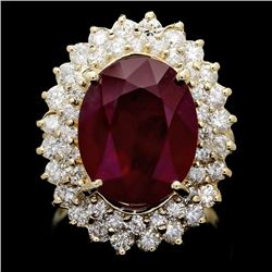 14k Yellow Gold 10.00ct Ruby 2.10ct Diamond Ring