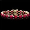 Image 1 : 14k Gold 23.50ct Ruby 0.80ct Diamond Bracelet