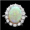 Image 1 : 14k White Gold 4.50ct Opal 1.40ct Diamond Ring