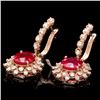 Image 2 : 14k Rose Gold 9.00ct Ruby 1.60ct Diamond Earrings