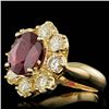 Image 2 : 14k Yellow Gold 3.00ct Ruby 1.50ct Diamond Ring