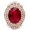 Image 2 : 14k Rose Gold 10.00ct Ruby 1.85ct Diamond Ring