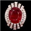 Image 3 : 14k Rose Gold 10.00ct Ruby 1.85ct Diamond Ring