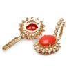 Image 2 : 14k Gold 10.50ct Coral 2ct Diamond Earrings
