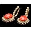 Image 3 : 14k Gold 10.50ct Coral 2ct Diamond Earrings