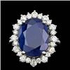 Image 1 : 14k Gold 10.50ct Sapphire 1.80ct Diamond Ring