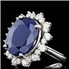 Image 2 : 14k Gold 10.50ct Sapphire 1.80ct Diamond Ring