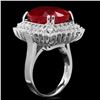 Image 3 : 14k White Gold 17.50ct Ruby 1.50ct Diamond Ring