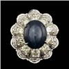 Image 1 : 14k White Gold 6.00ct Sapphire 3ct Diamond Ring