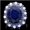 Image 1 : 14k Gold 16.4ct Sapphire 1.00ct Diamond Ring