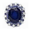 Image 2 : 14k Gold 16.4ct Sapphire 1.00ct Diamond Ring