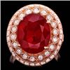 Image 1 : 14k Rose Gold 11.00ct Ruby 1.40ct Diamond Ring