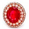 Image 2 : 14k Rose Gold 11.00ct Ruby 1.40ct Diamond Ring