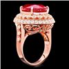 Image 3 : 14k Rose Gold 11.00ct Ruby 1.40ct Diamond Ring