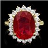 Image 1 : 14k Yellow Gold 7.50ct Ruby 1.00ct Diamond Ring